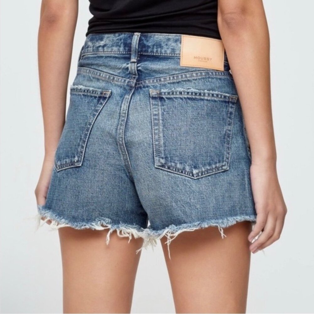 Moussy Blue Distressed Denim Jean Shorts